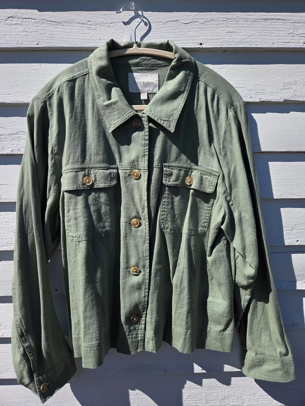 Lucky Brand Moss Green Utility Jacket with Button Front - Picture 1 of 16
